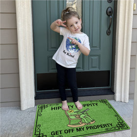 Wulidrom Hippity Hoppity doormat in entryway, non-slip bottom keeps shoes at bay.