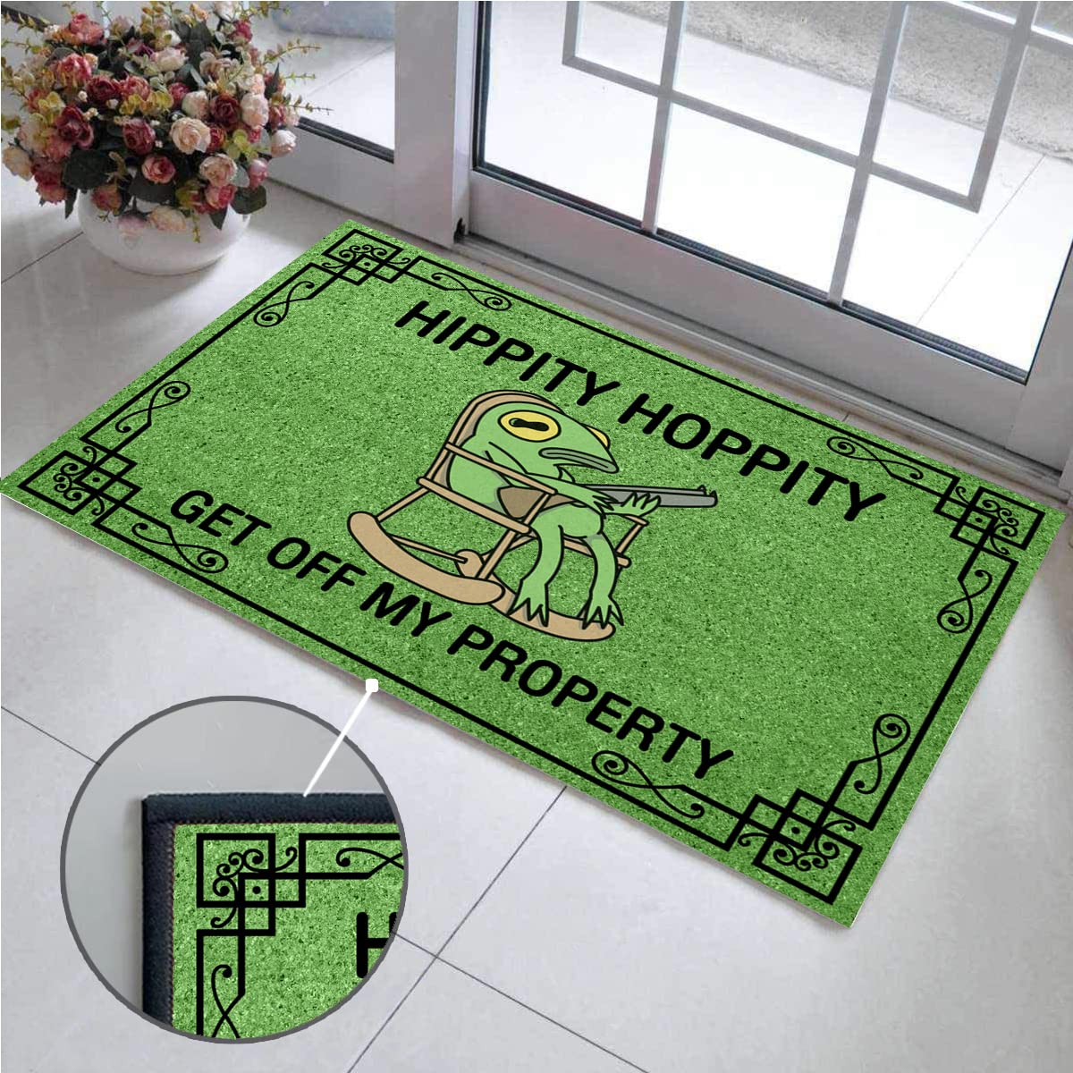 Wulidrom Hippity Hoppity mat for kitchen entry, high-traffic friendly and easy to clean.