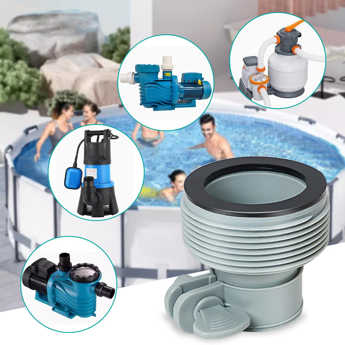 Wulitaotao hose adapter enables secure connections for a reliable swimming environment.
