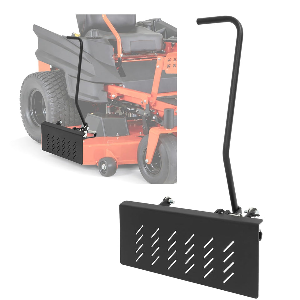 WUTIST chute blocker on Bad Boy 5-inch deck enhances edge control.