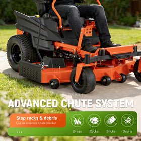 WUTIST chute blocker on Renegade 61-inch deck boosts edge control.