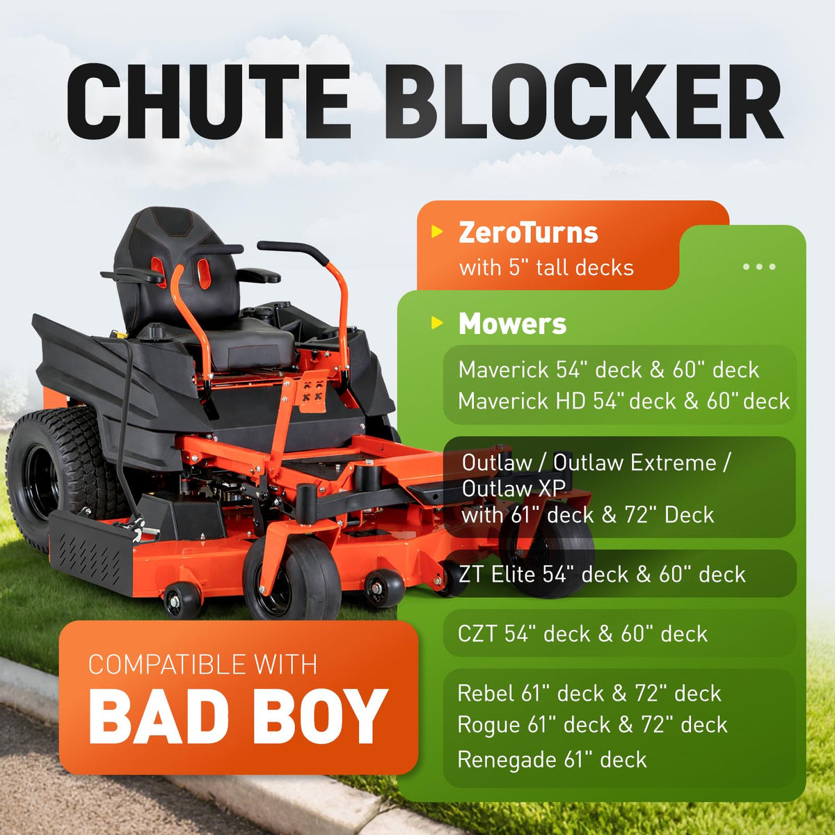 WUTIST chute blocker on ZT Elite 54-60 deck for cleaner edges.