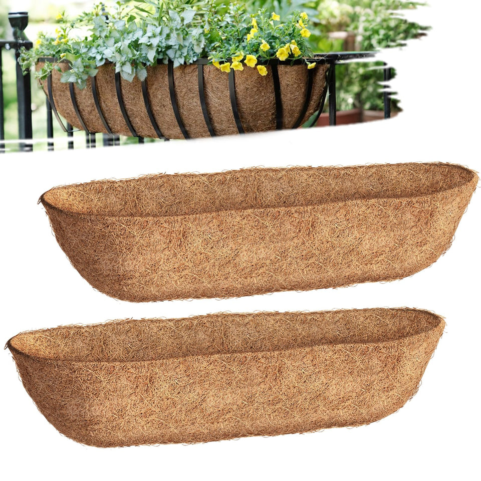 Wuyusile 36in coco liner front view for sturdy trough planters.