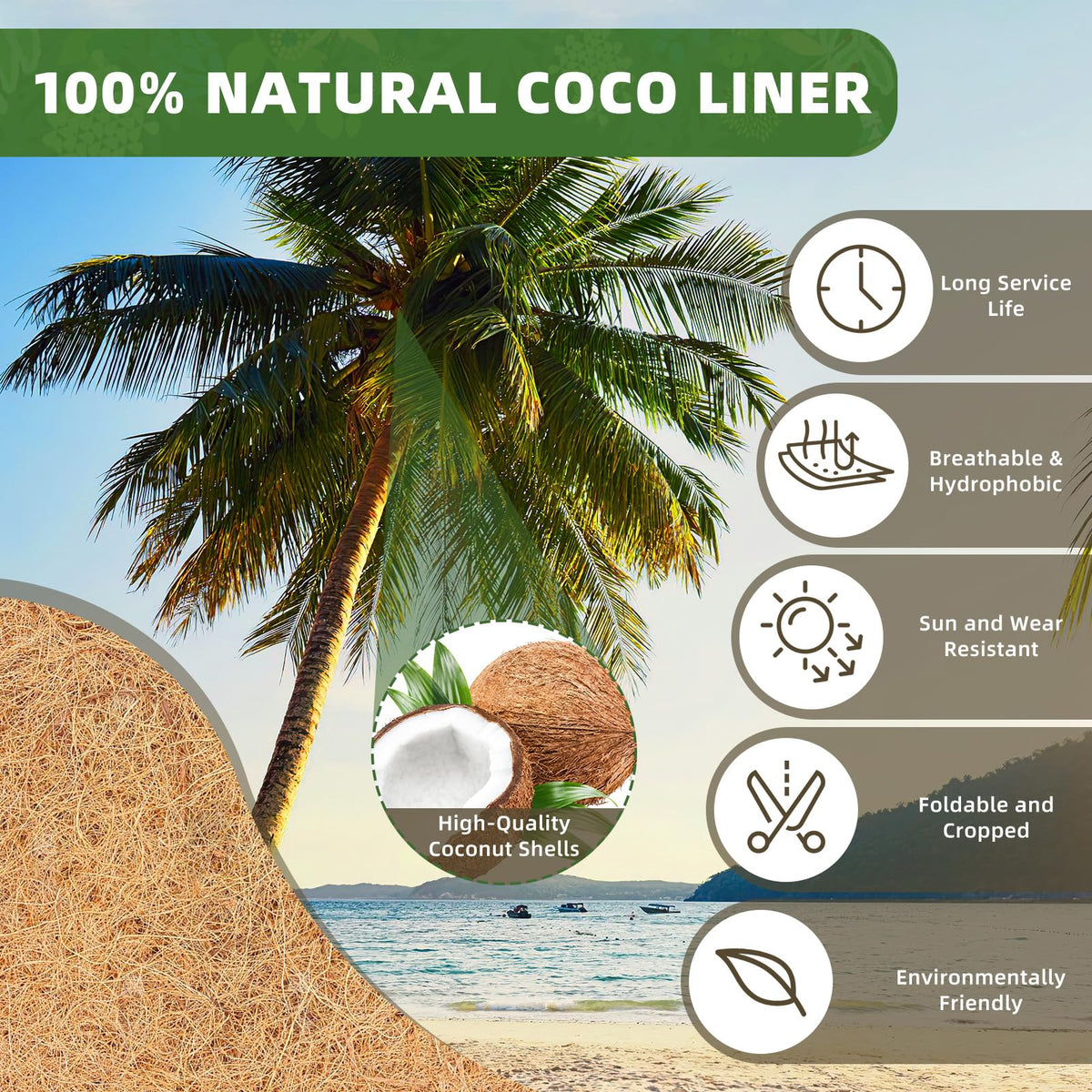Wuyusile coco liner fits window box with easy reshaping for a snug fit.