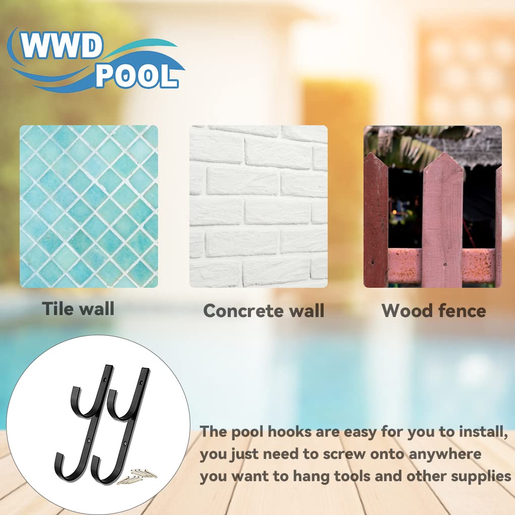 WWD POOL aluminum pole hanger blue hanging skimmer and poles in use