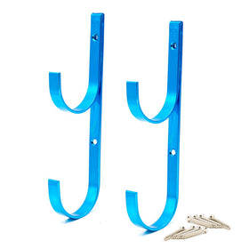 WWD POOL blue aluminum pole hanger side view showing compact profile and sturdy hook
