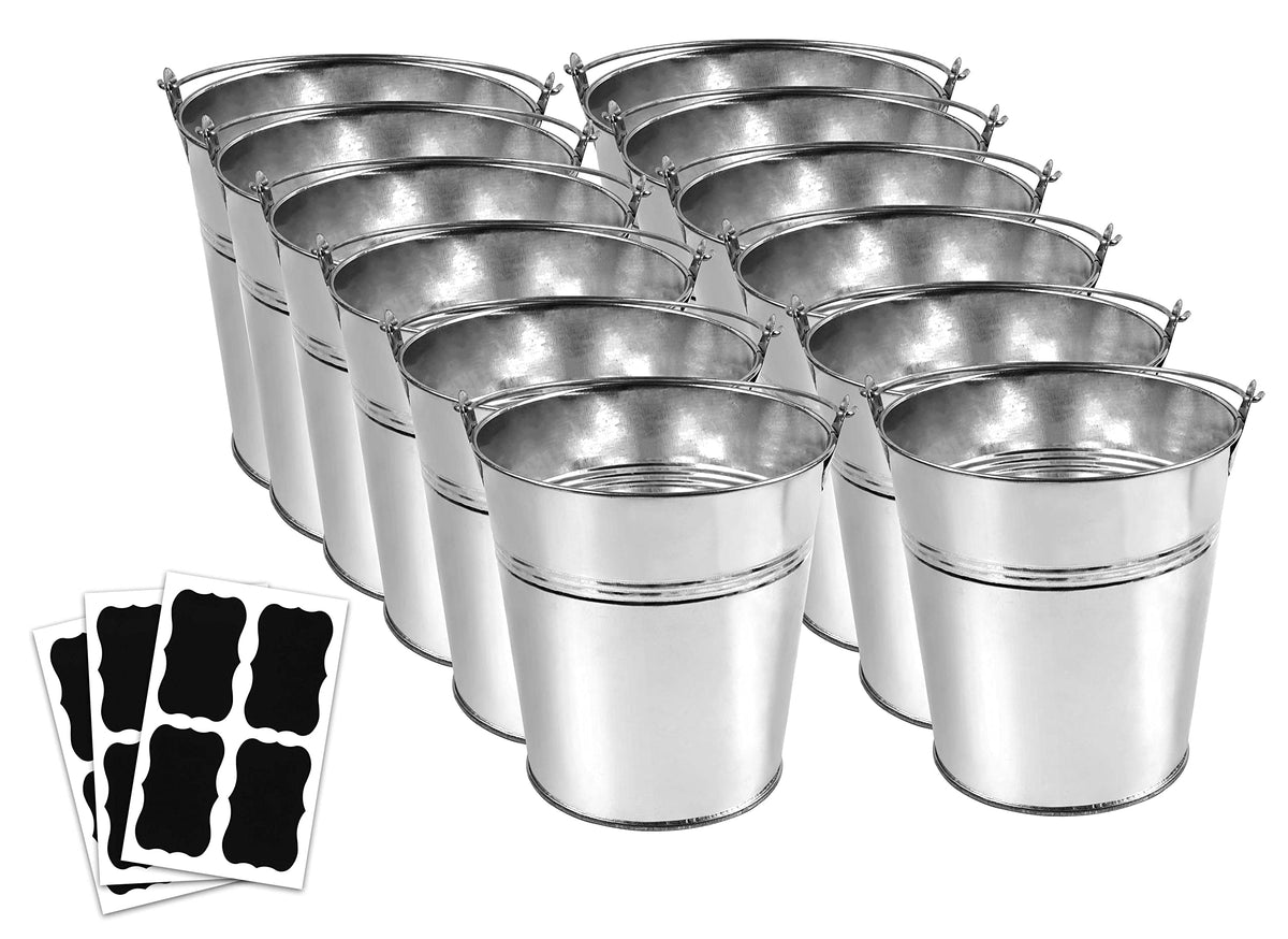 WwongxianB 12 metal buckets with chalkboard stickers for labeling at events