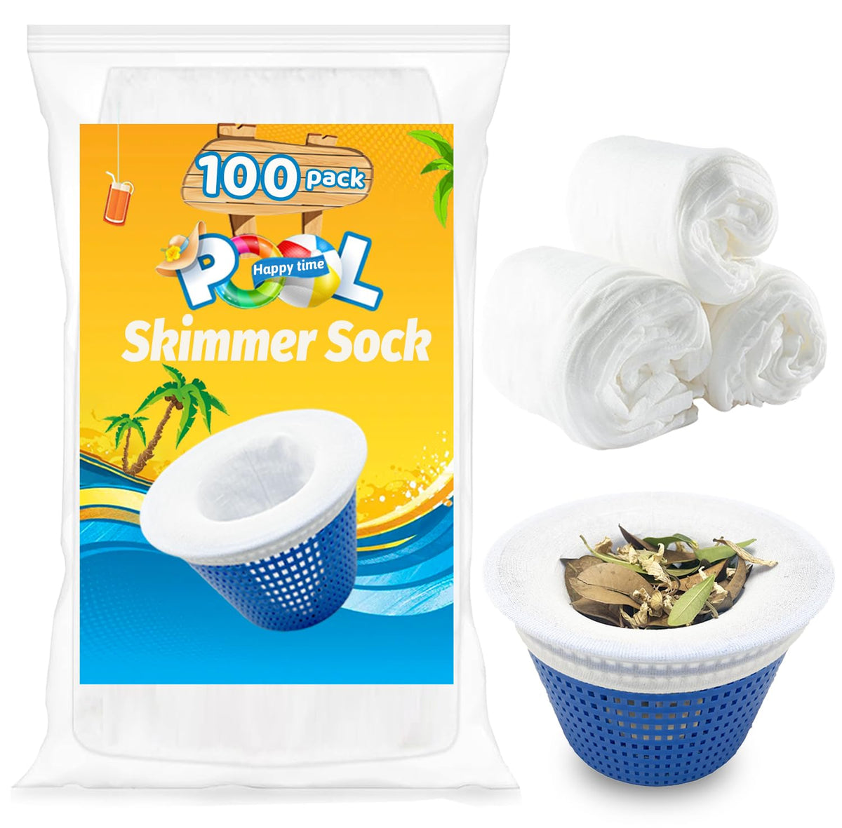 WXFANA pool skimmer sock leaves debris, helping keep the pool clean.