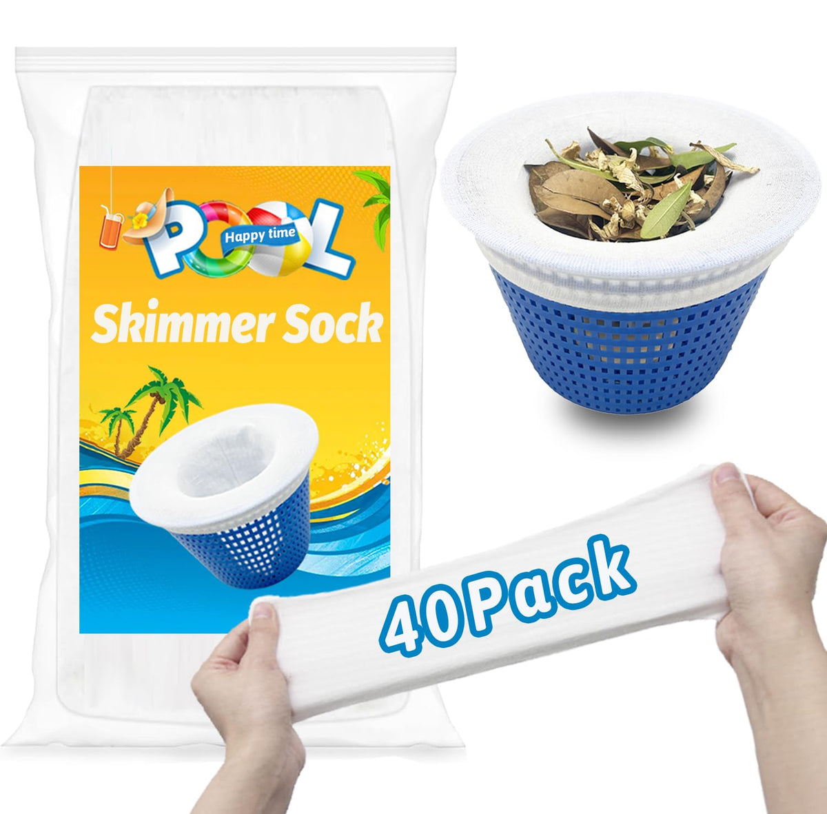 WXFANA skimmer sock ultra-fine mesh catches leaves for crystal-clear pool water.