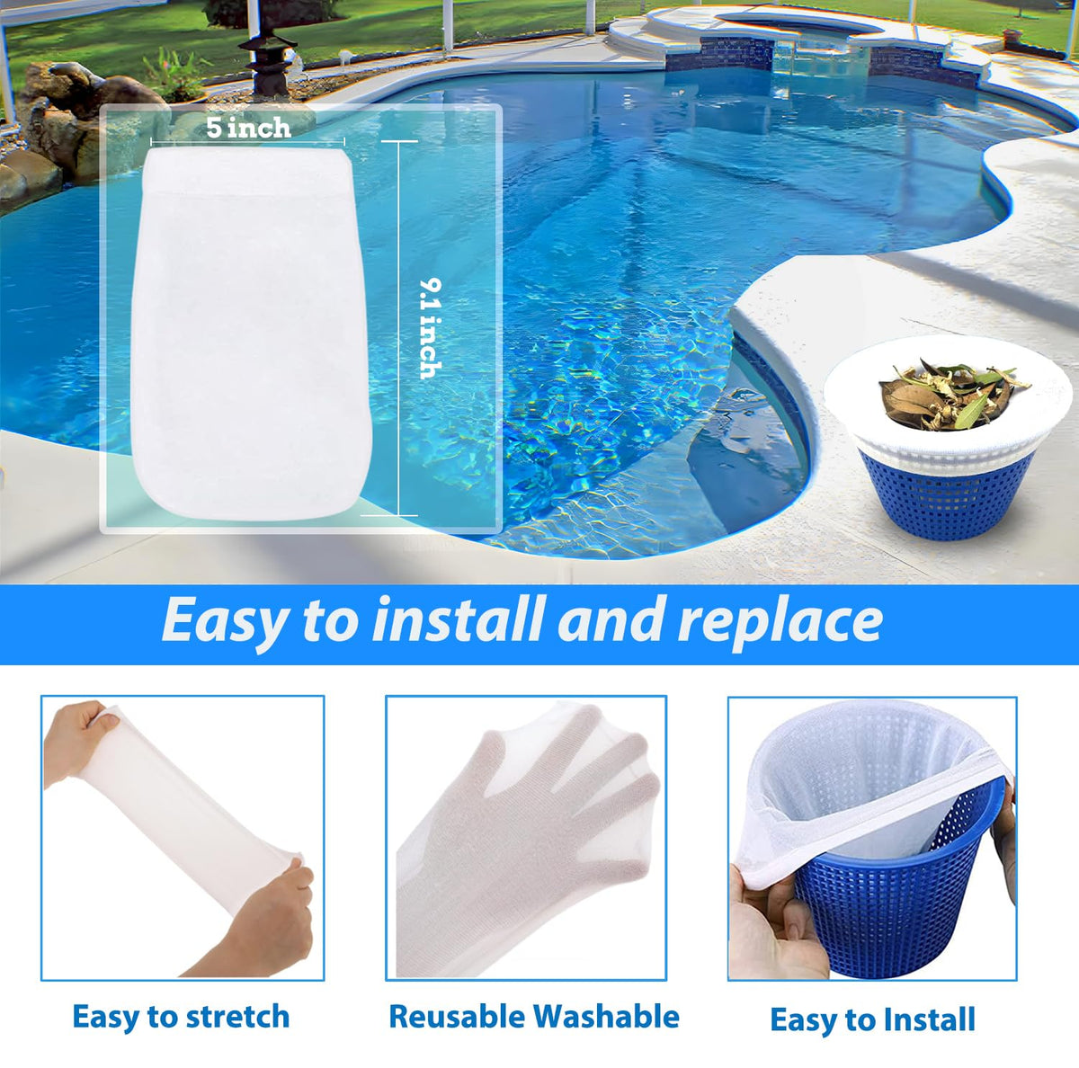 WXFANA reusable filter sock durable elastic nylon for easy rinsing.