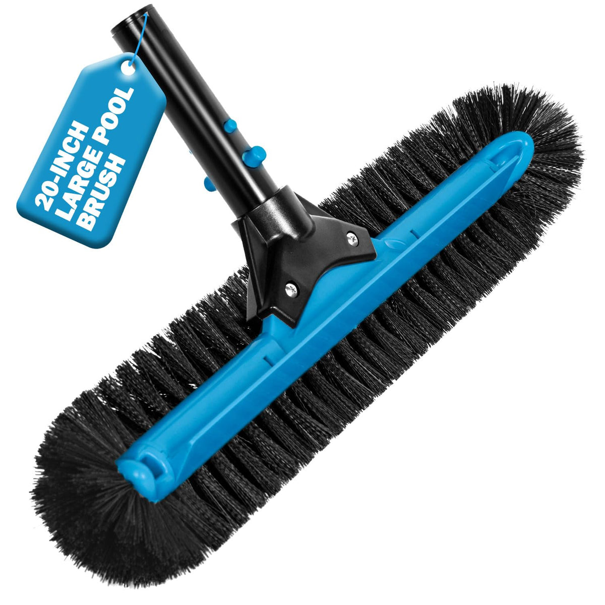 WXFANA 20-inch wide pool brush head for fast, comprehensive wall and floor cleaning.