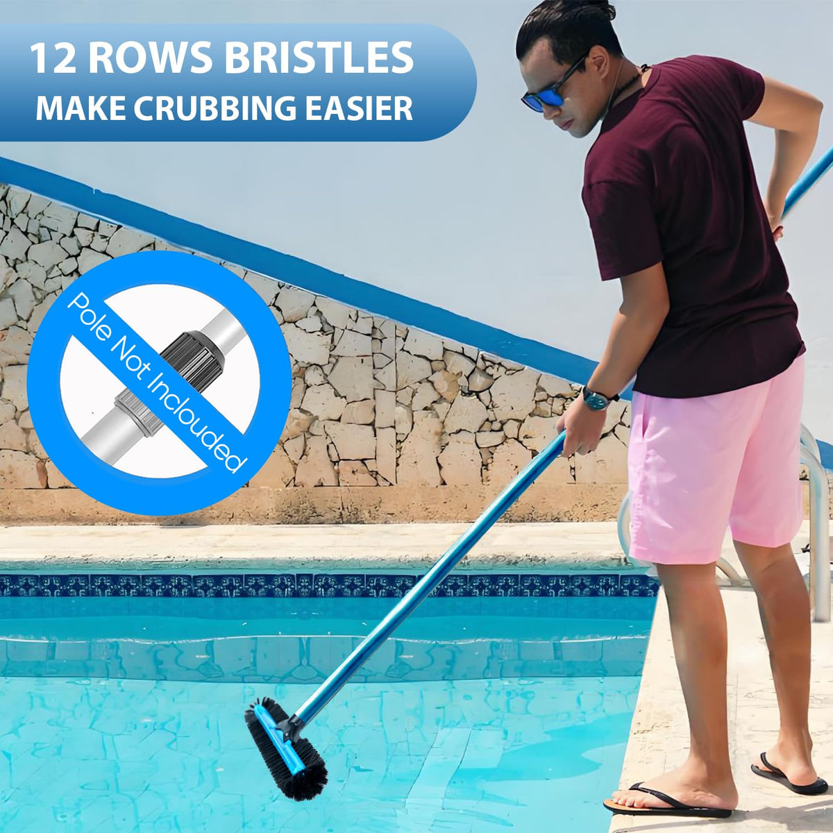 WXFANA EZ-Clip attachment makes assembly quick to standard pool poles.