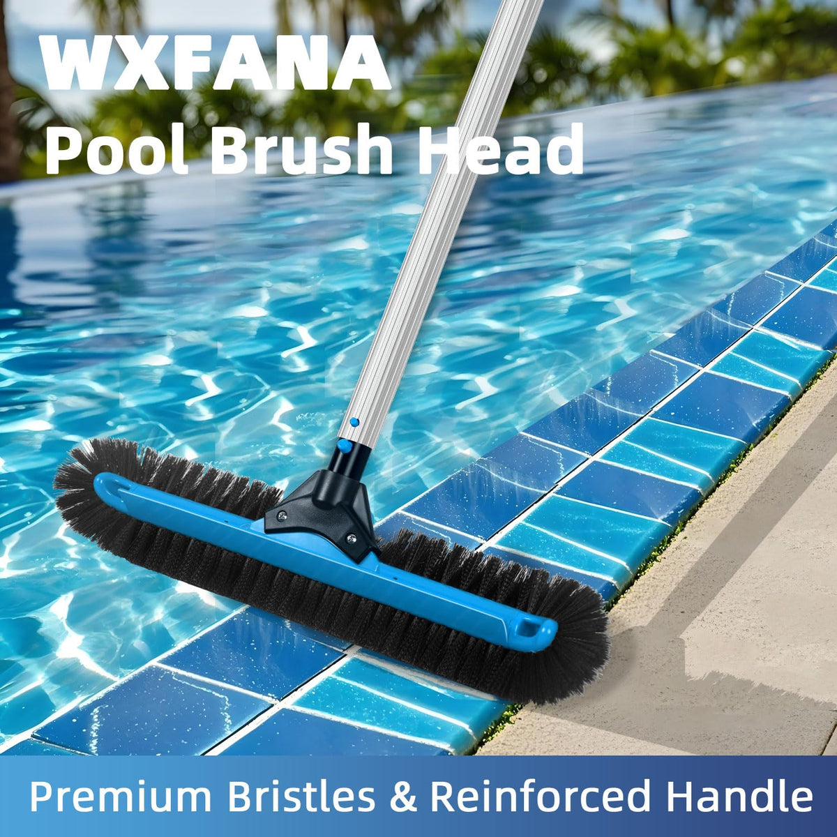 WXFANA curved-edge bristles protect vinyl liners during thorough scrubbing.