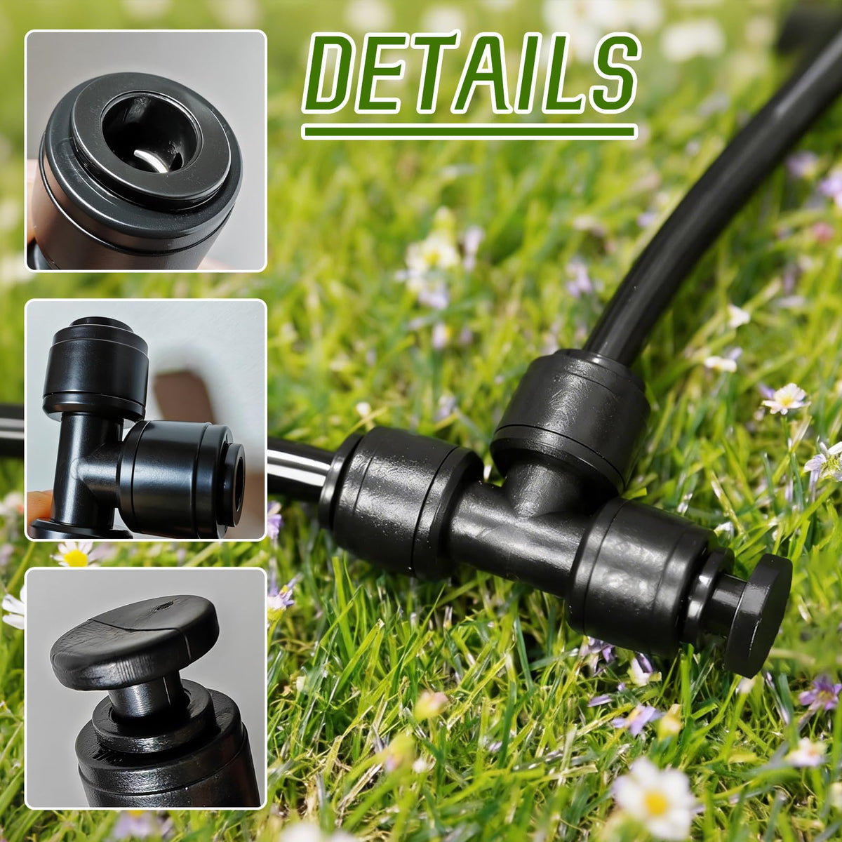 WXNTLDOH push-to-connect tee, promotes uniform water distribution across beds.