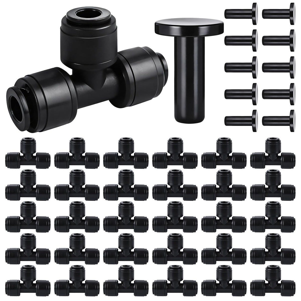 WXNTLDOH quick-connect tee fittings for 1/4-inch tubing, easy leak-free irrigation setup.