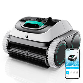 WYBOT C1 cordless pool cleaner front view showing sleek grey-white design for easy inground pool cleaning