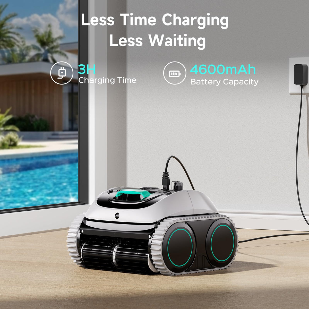 WYBOT C1 grey-white compact design fits poolside storage