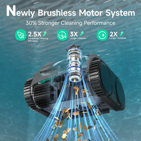 Wybot C2 cleans the waterline to remove grime along edges