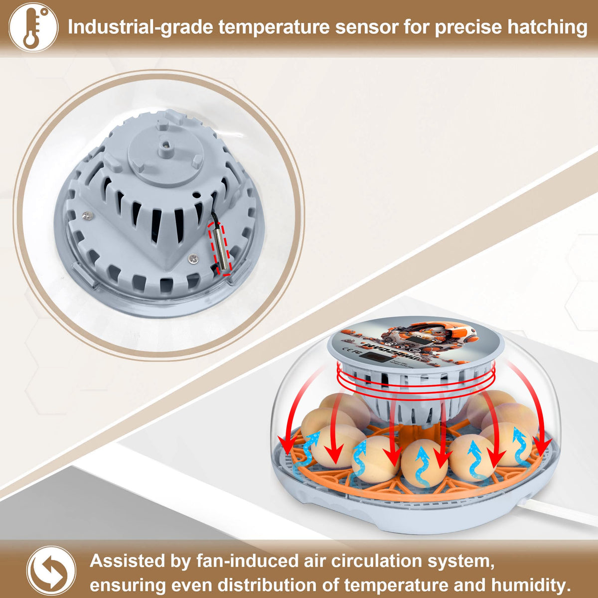 WYD2ANG Mechachick incubator humidity system maintains steady humidity levels.