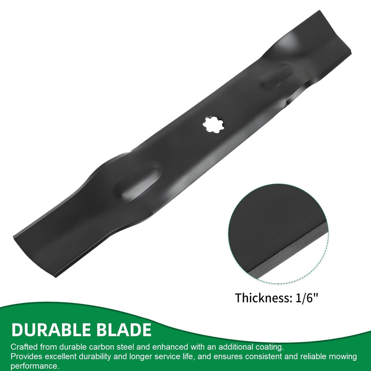 Wyevee 48-inch deck blades install quickly with 7-point star hub alignment