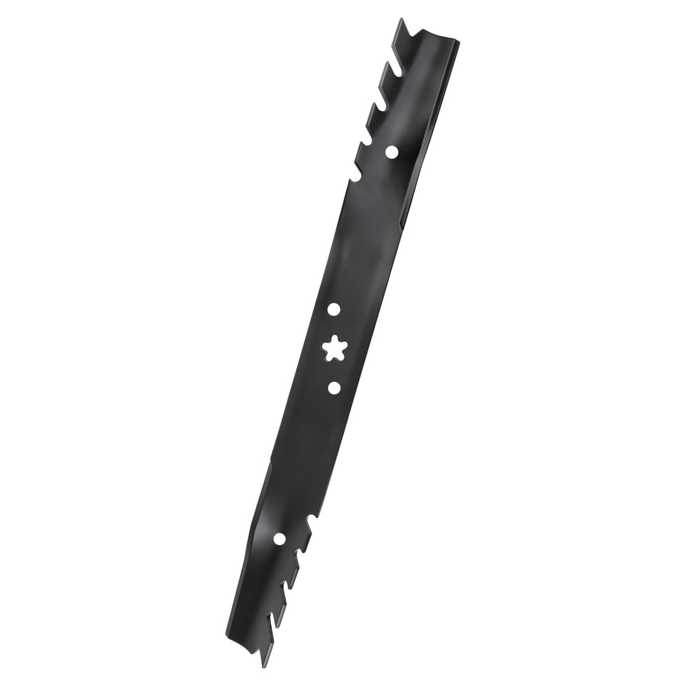 Wyevee 587199603 sharp mulching blade close-up for clean cuts.