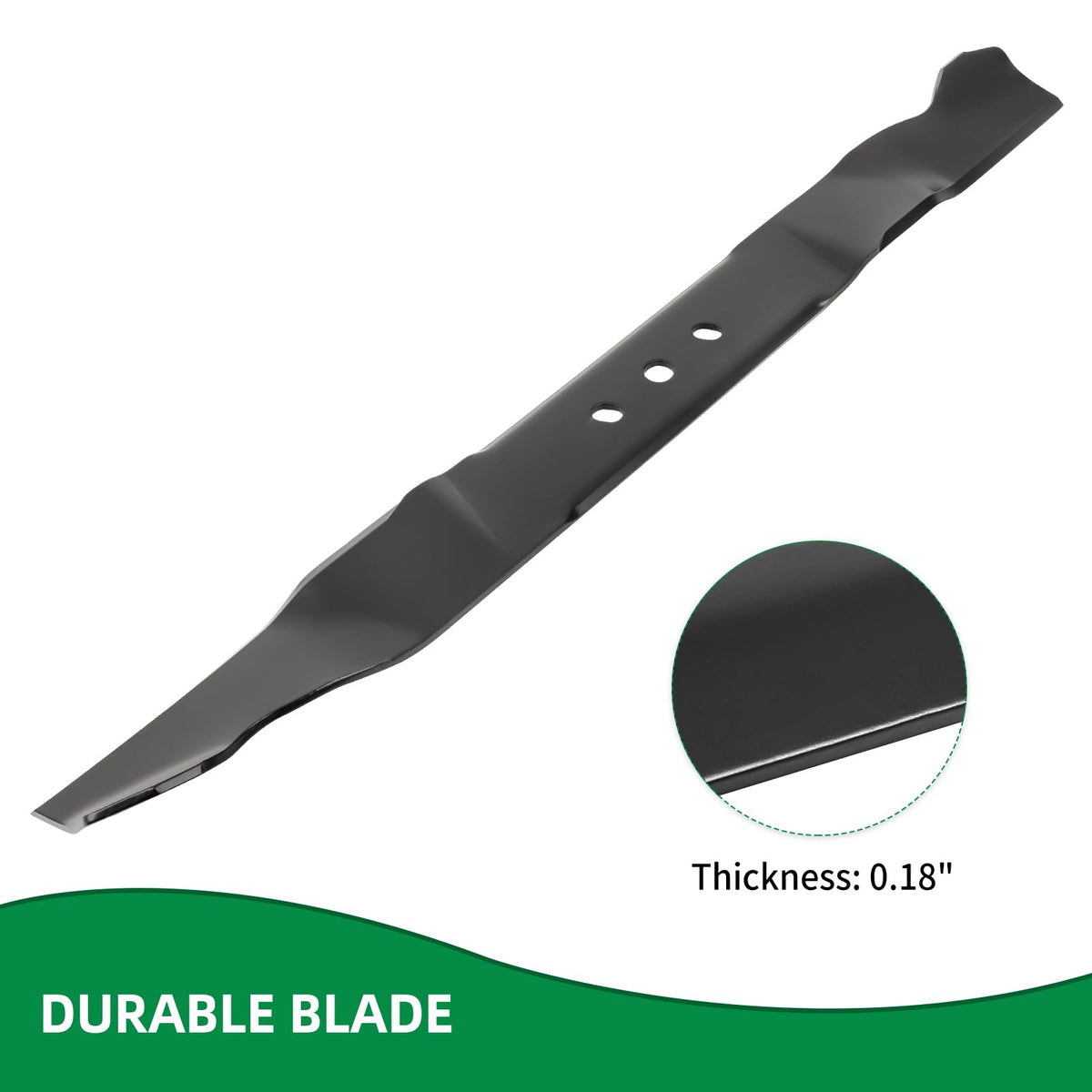 Wyevee carbon steel blade offers strength for regular mowing tasks