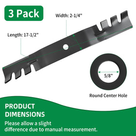 Wyevee mulching blade teeth cutting grass into finer pieces for yard recycling.