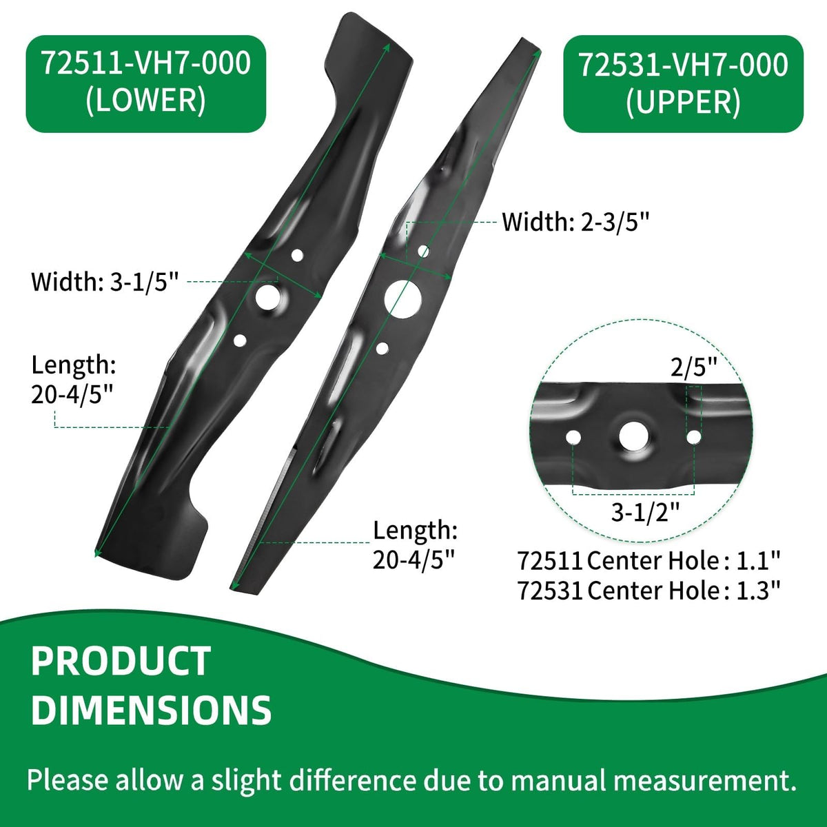 Wyevee HRX-compatible blades mounted on a 21-inch deck for even mulch.