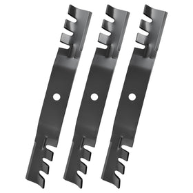Wyevee mulching blade for Toro 50-inch deck, close-up of sharp teeth for efficient mulching.