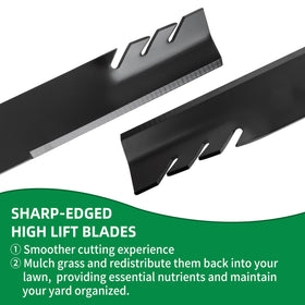 Wyevee toothed mulching blades ready for installation and lawn use