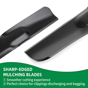 Wyevee two-pack mower blades featuring 6-point star center hole for quick installs.