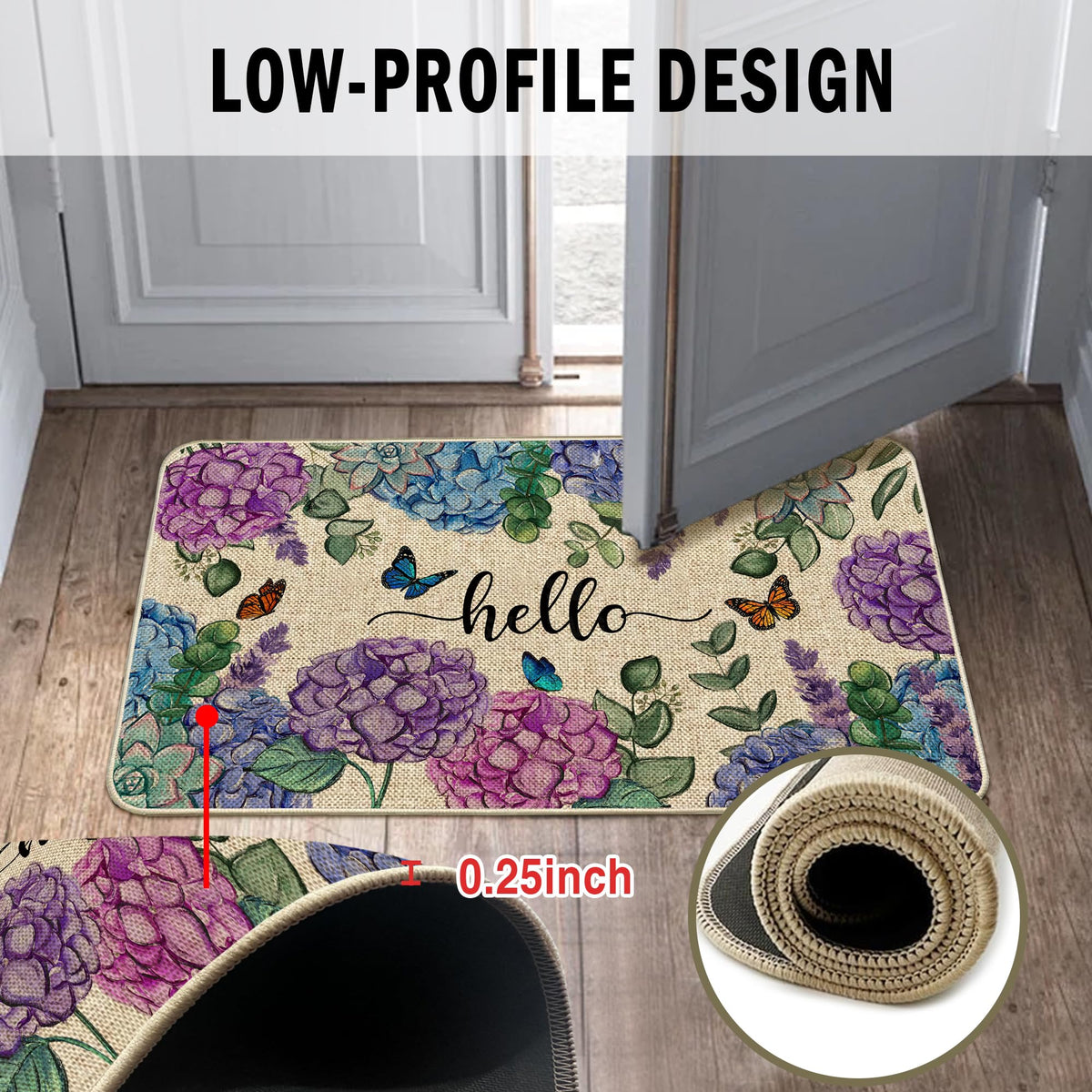 Wylumen easy-clean doormat cleans quickly with hose, sponge, or vacuum.