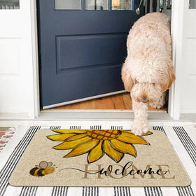 Wylumen Indoor Front Door Mat with low profile fits under doors smoothly.