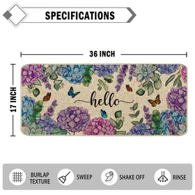 Wylumen linen-textured surface with high-definition florals enhances entryway decor.