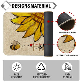 Wylumen Sunflower Welcome Doormat brightens outdoor porches and indoor entryways.