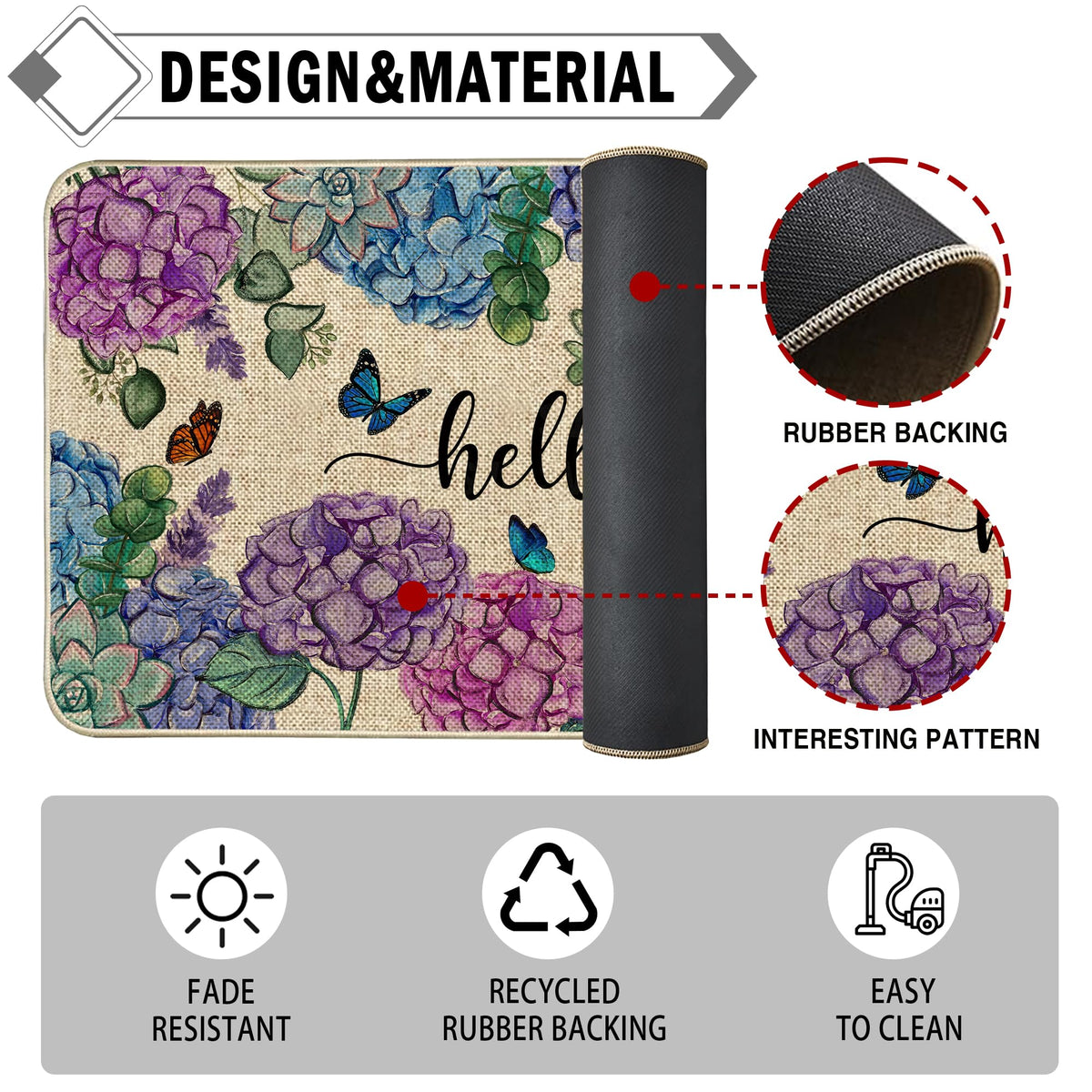 Wylumen welcoming doormat updates porch decor with durable, weather-ready edges.