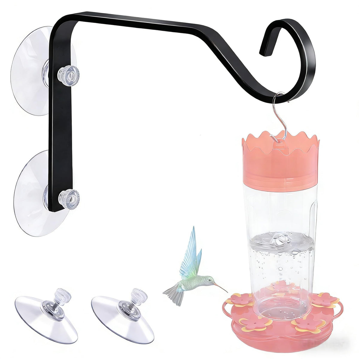 WYLUNBI heavy-duty window suction cup hanger setup shows damage-free installation.