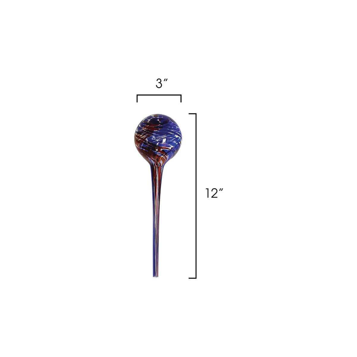 Colorful hand-blown glass globes from Wyndham House support steady irrigation for plants.