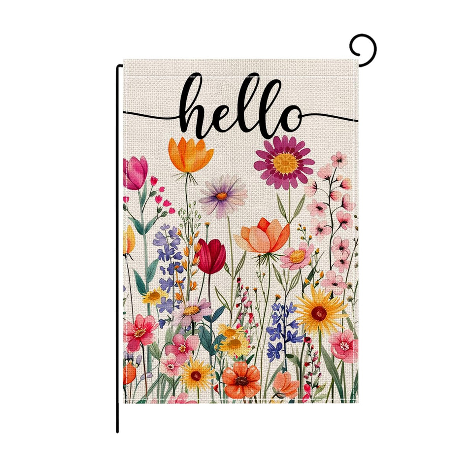 Wyooxoo flower garden flag 12x18 double-sided welcomes outdoors.