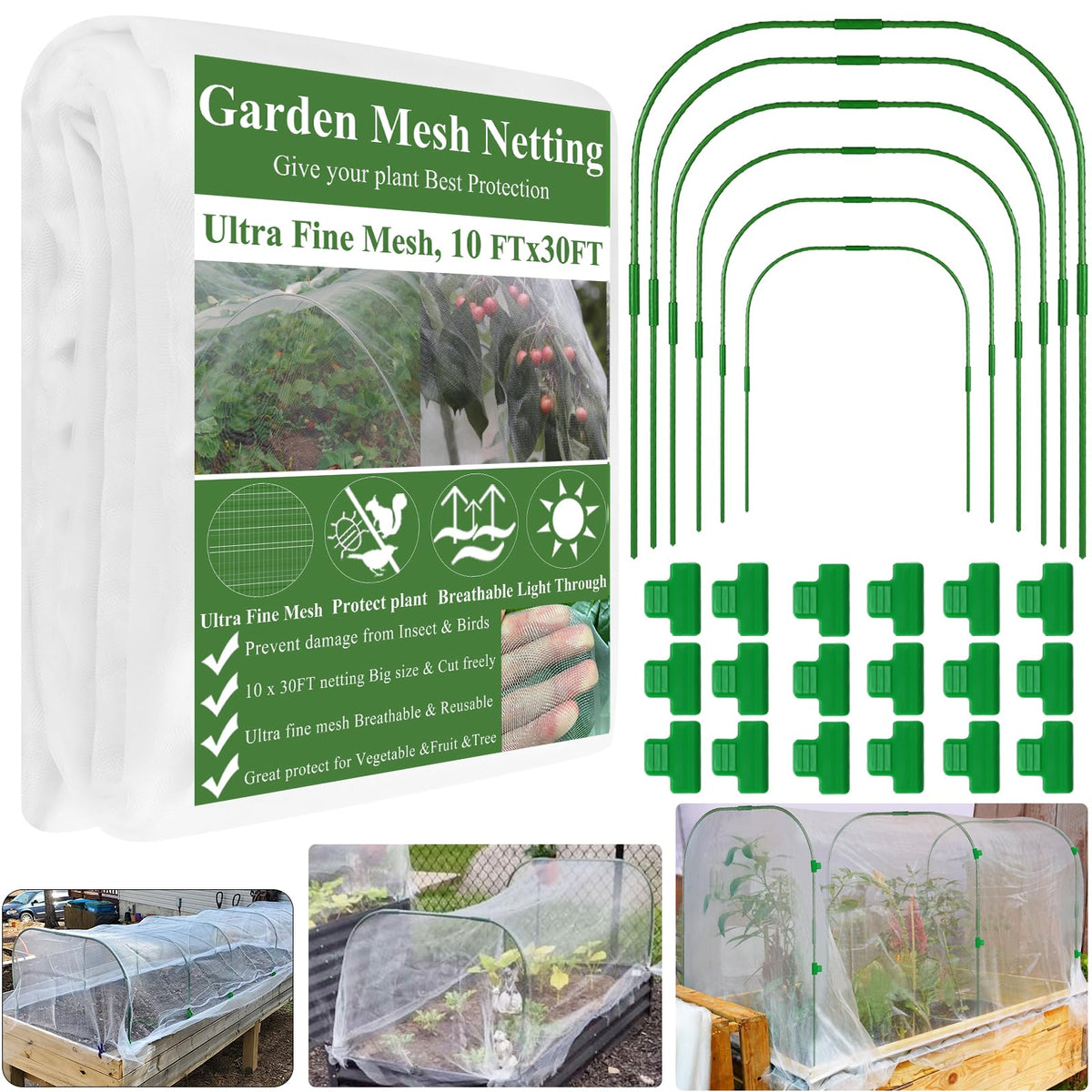 WYRJXYB garden netting-10x30ft protects vegetables from insects while allowing airflow.