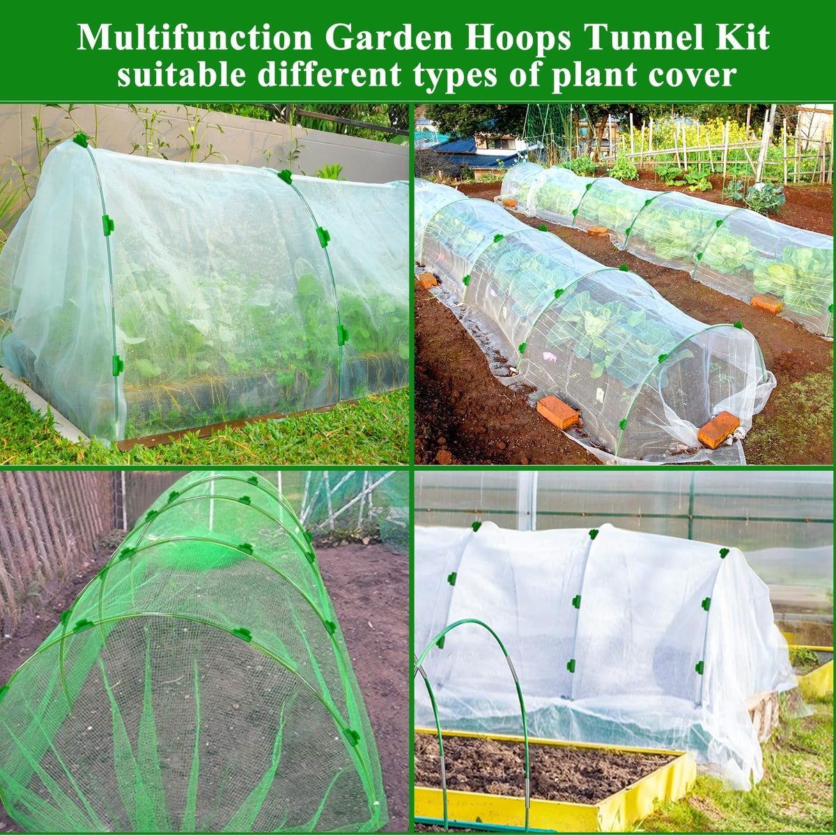 WYRJXYB kit works with garden netting and shade cloth for protective use