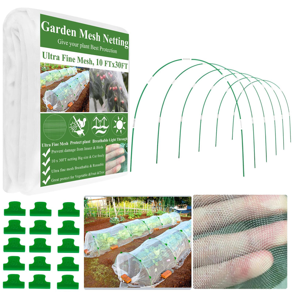 WYRJXYB Garden Netting Kit full set for raised beds protects crops.
