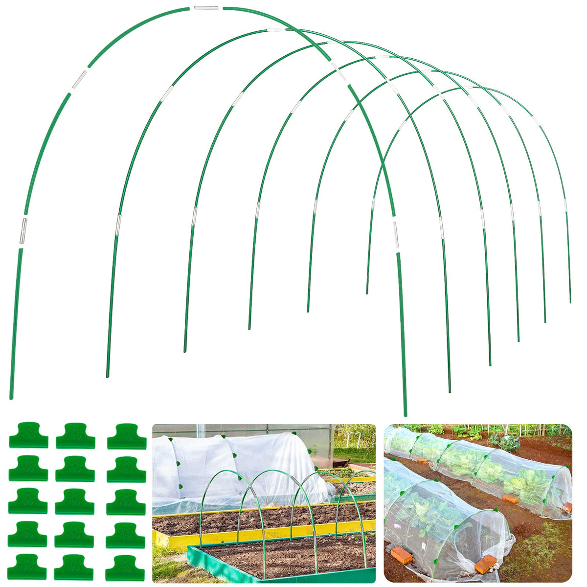 WYRJXYB greenhouse hoops forming an 8 ft tunnel frame for sturdy plant protection
