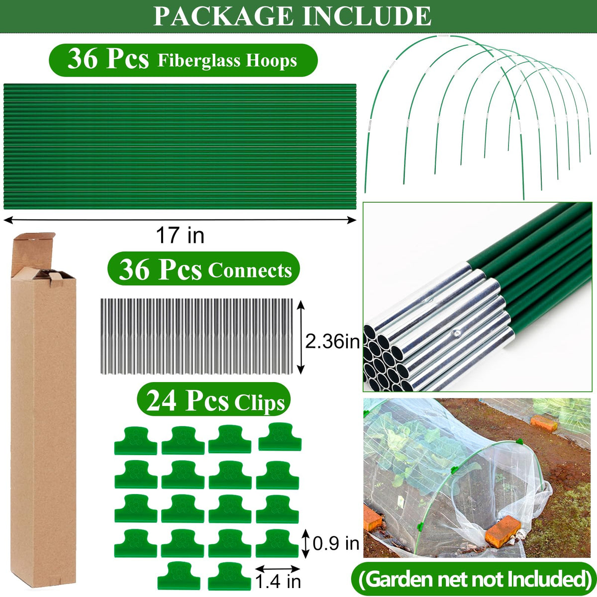 WYRJXYB row cover support hoops for protective coverings over beds