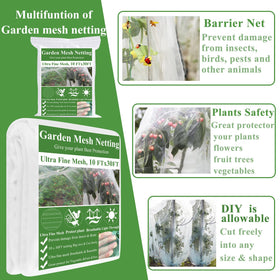 WYRJXYB Ultra-fine mesh 10x30 ft filters pests while allowing water through.