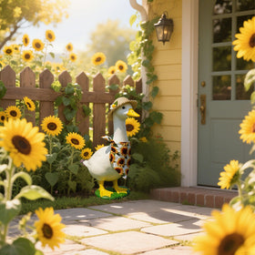 Bright spring decor with WYUA sunflower outfit inviting smiles outdoors