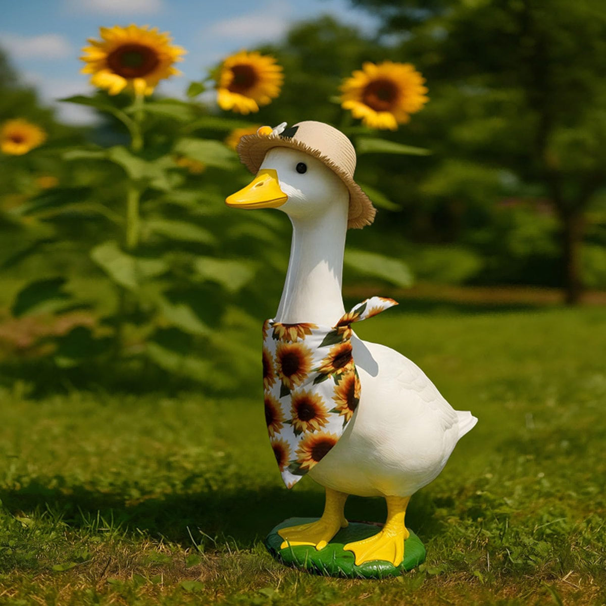 Weather-resistant WYUA material keeps porch goose outfit looking fresh outdoors