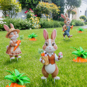 Wyupp bunny signs and carrot decorations create versatile spring outdoor decor.