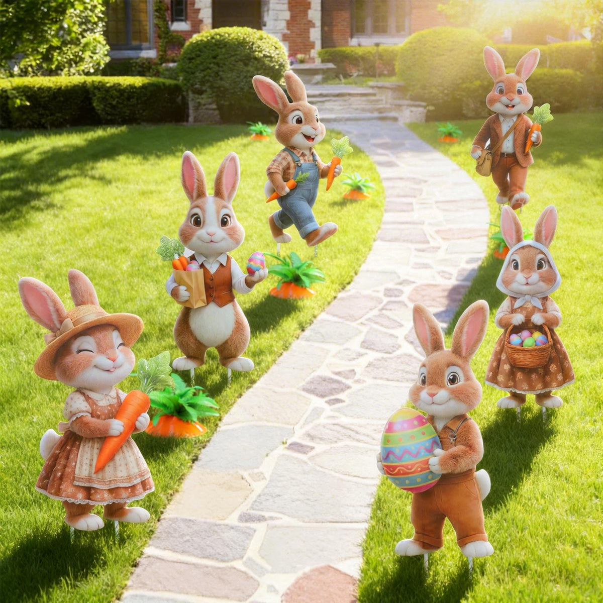Wyupp Easter bunny sign 3d-depth showcases vivid detail on your lawn.