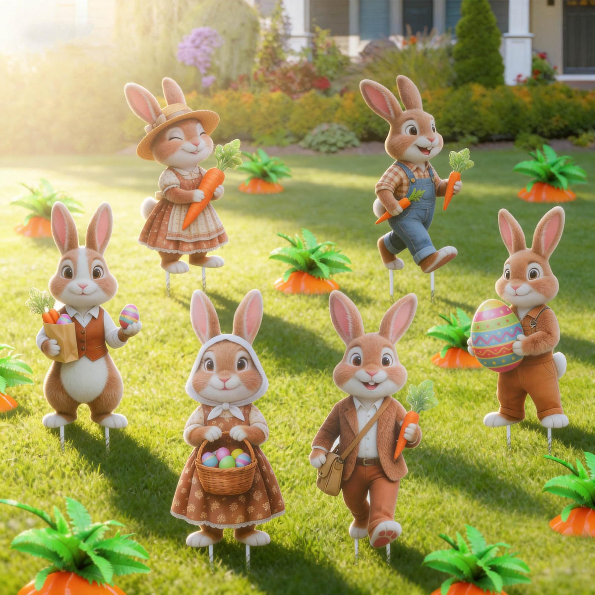 Wyupp Easter bunny sign egg-holding with vibrant colors for backyard display.